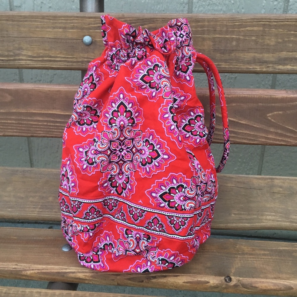 Vera Bradley Frankly Scarlet pattern ditty lined drawstring bag